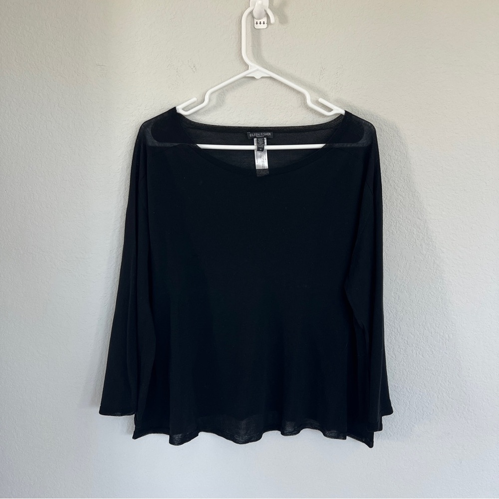 Eileen Fisher Woman Black Tencel Lyocell Blouse Size 1X